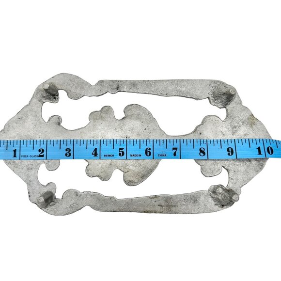 Set of 2 Ornate Trivets 10.5 x 5 Silver Scrollwork - Picture 4 of 5